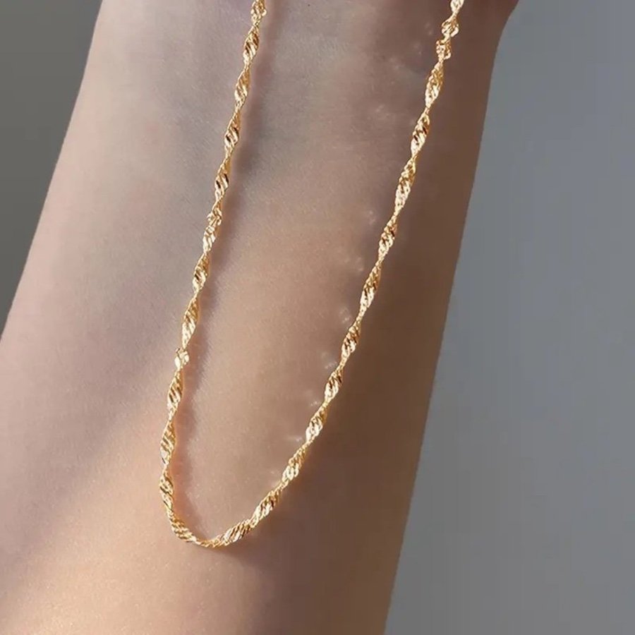 Minimalistiskt Guld Halsband 40cm Guldpläterad Kedja