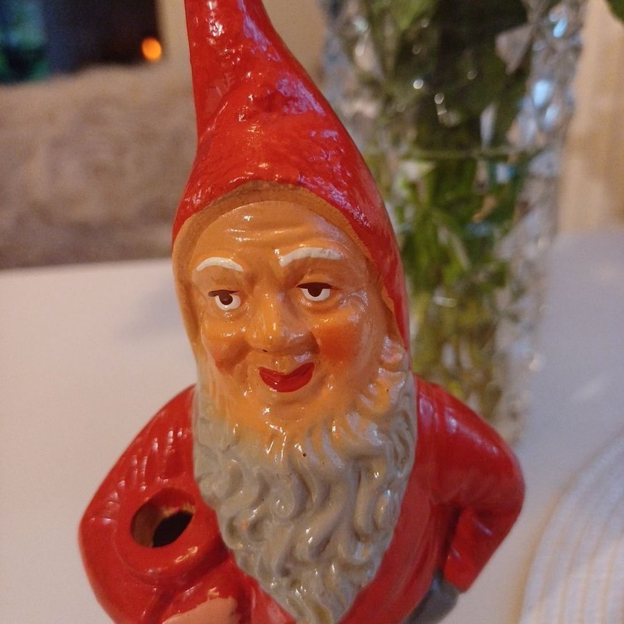 Retro Tomte i keramik med ljushållare