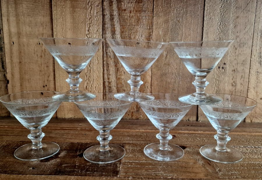 7 art deco Kosta Boda Egon starkvinglas glas likörglas antika vintage jugend