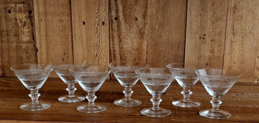 7 art deco Kosta Boda Egon starkvinglas glas likörglas antika vintage jugend