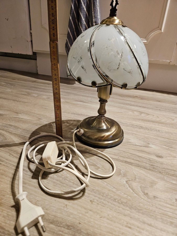 Bordslampa med tulpanmotiv, Vintage fönsterlampa, lampa, lampfot, retro