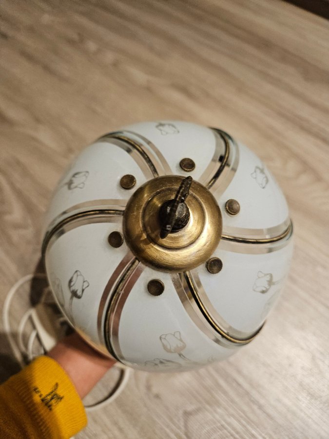 Bordslampa med tulpanmotiv, Vintage fönsterlampa, lampa, lampfot, retro