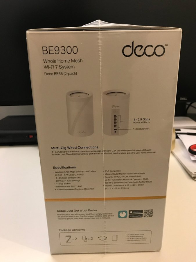 TP-Link Deco BE9300 Wi-Fi 7 Mesh ( 2-pack) helt nytt i obruten förpackning