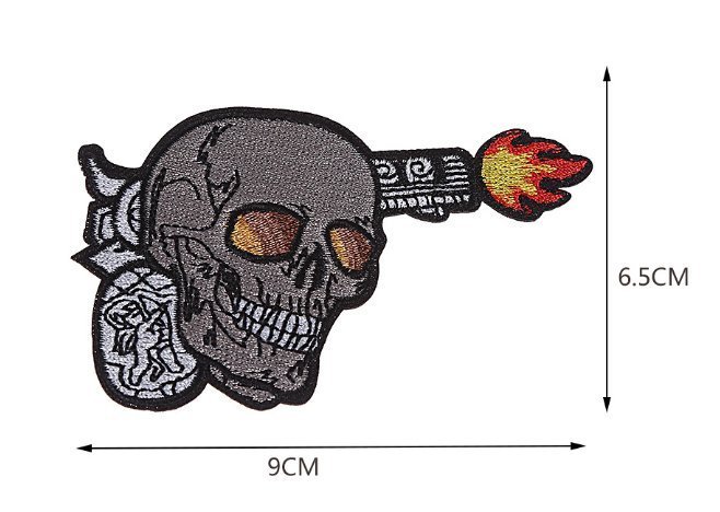 Flaming Skull Embroidered Patch 9*6.5cm