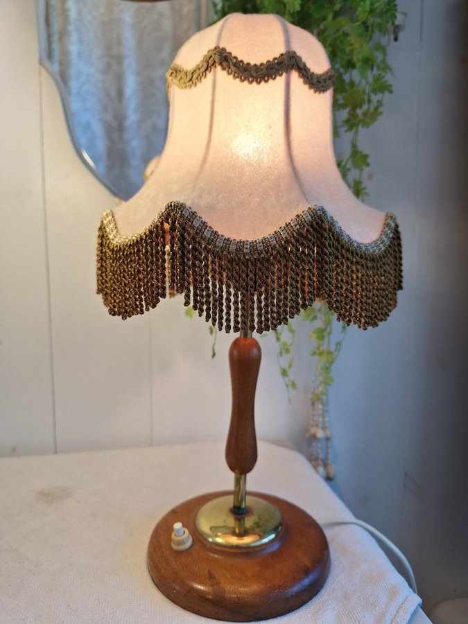 Vintage Art deco bordslampa franslampa