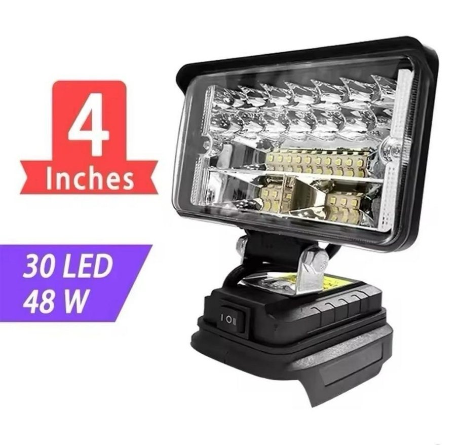 4 Tums 30 LED Arbetslampa 30 LED 48W för Makita 18-36 v