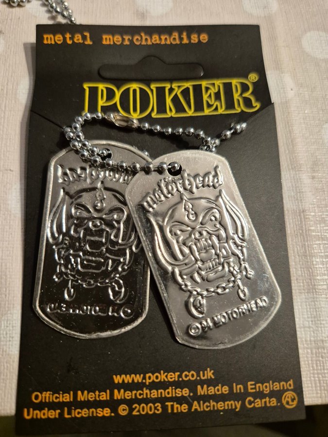 ALCHEMY POKER motorhead DOGG TAGS