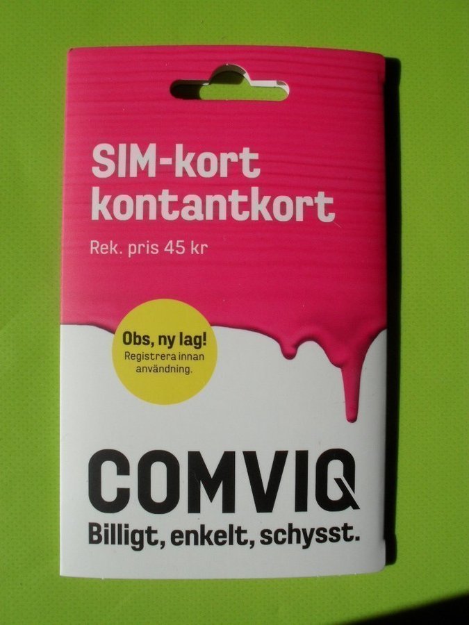 Comviq Simkort/startpaket 0769-22 64 74. Värde 45kr. FRAKTFRITT. REA!