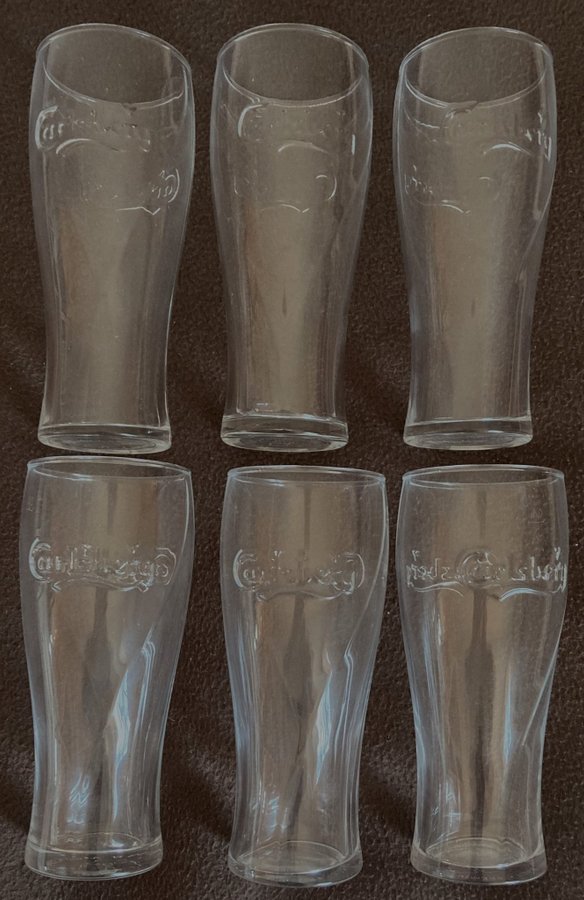 6 ST CARLSBERG ÖLGLAS 40 CL TOTALT 47 CL HÖJD 175 CM DIAMETER 7 CM