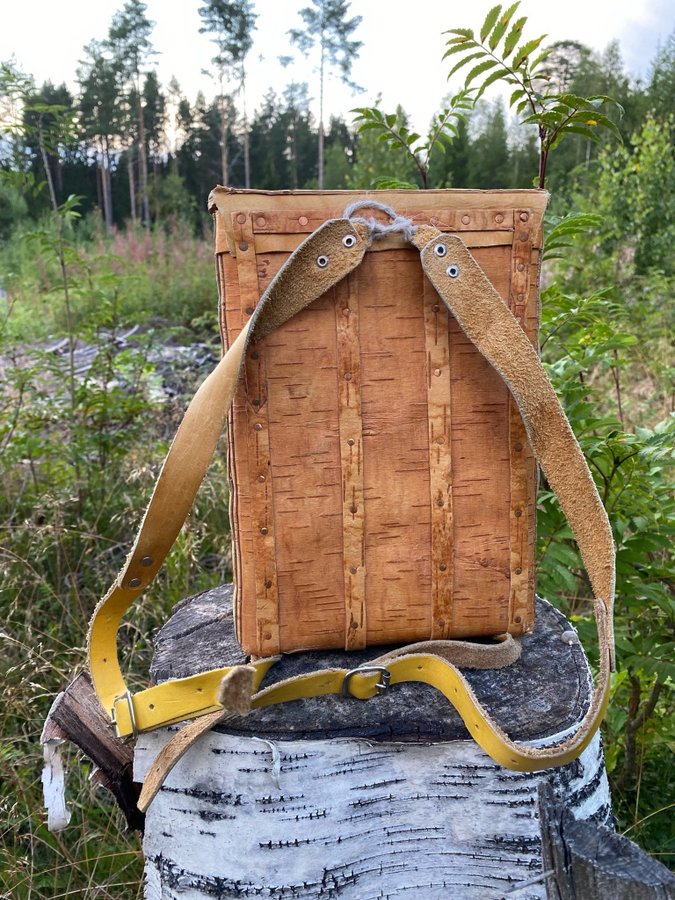 Käck liten NÄVERRYGGSÄCK RYGGSÄCK I NÄVER NÄVERKONT HANTVERK ALLMOGE VINTAGE