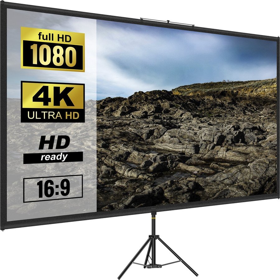 100" Projektorduk med Stativ, 16:9, 4K HD – För Inomhus  Utomhusbruk