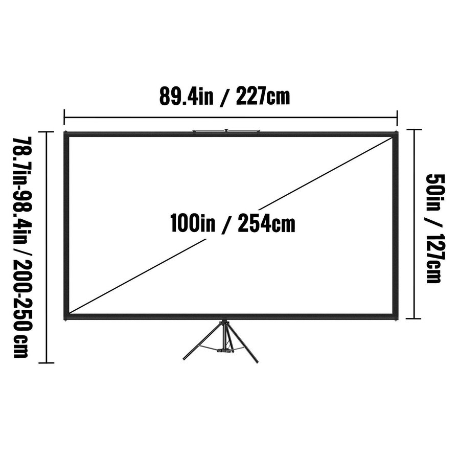 100" Projektorduk med Stativ, 16:9, 4K HD – För Inomhus  Utomhusbruk