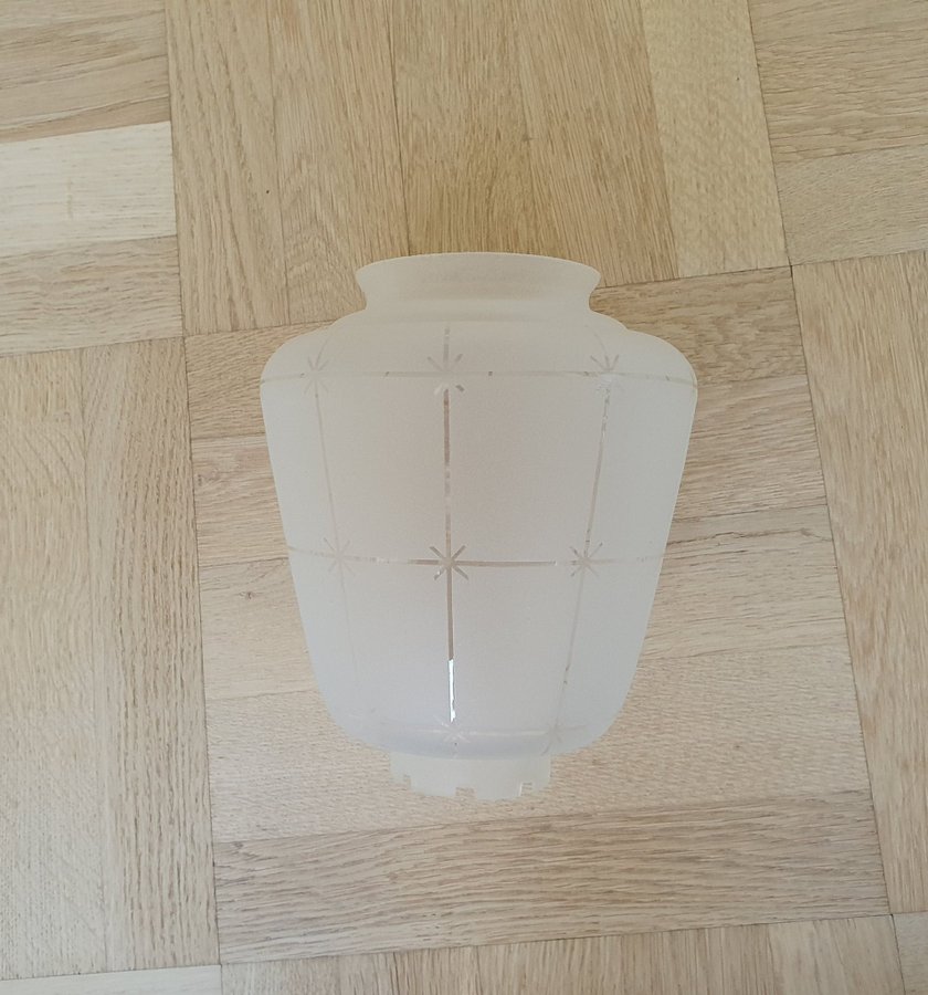 Lampkupa frostat glas vit glaskupa glas lampa lampskärm jugend art noveau