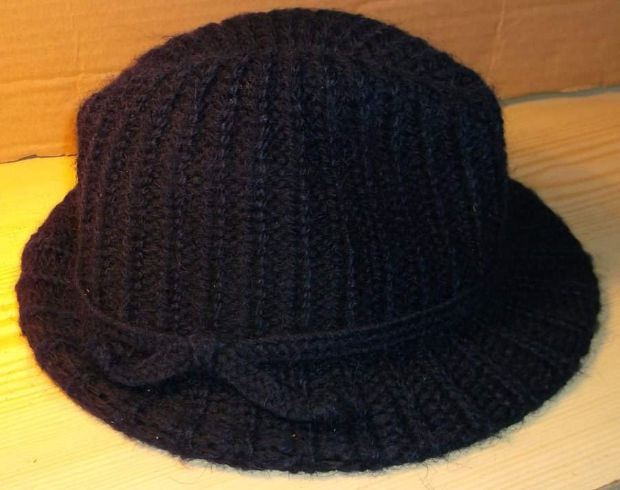 Dam hatt Marinblå 1970-tal Mörkblå Blå stickad Vintage Retro Made in Italy