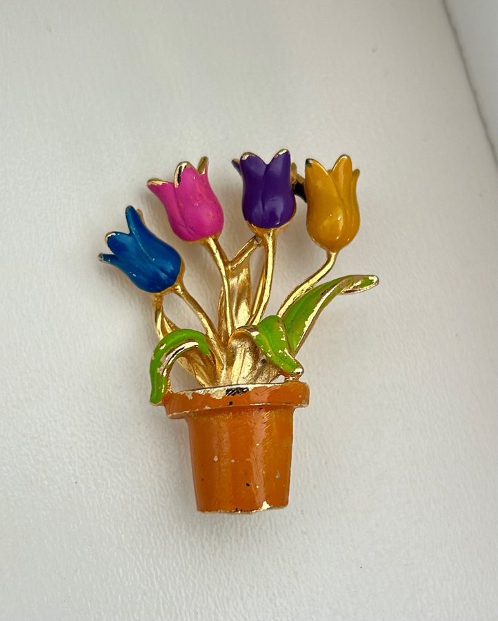 Retro broche med tulipaner