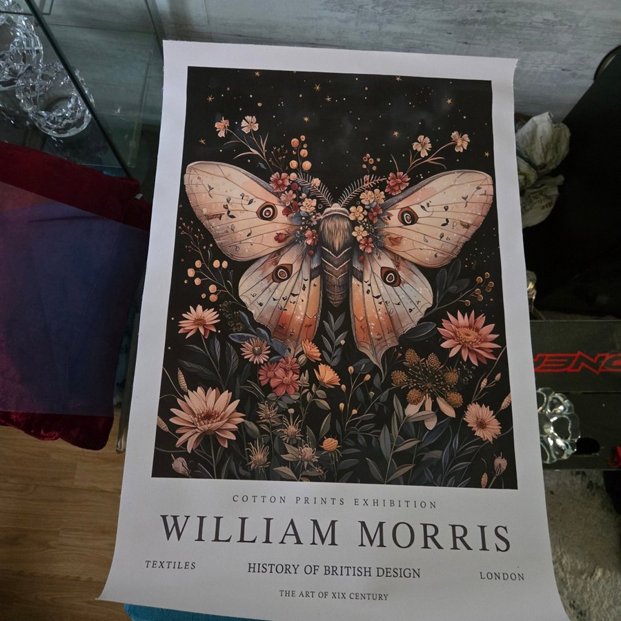 Ljuvlig bild på canvasduk, tavla, poster, FJÄRIL, WILLIAM MORRIS, 40x60 cm