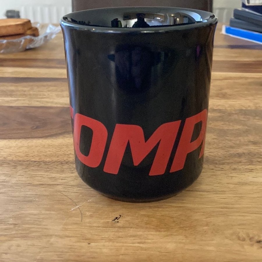 Vintage Classic Compaq Computers Coffee Mug Cup Black Red 1990s