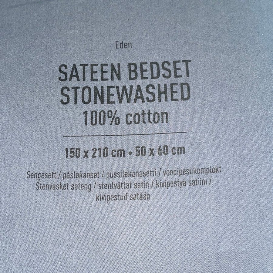 2 St Sateen Bedsæt Stonewashed 150x210 cm - Mist Blue