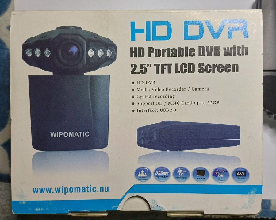 1 st WIPOMATIC HD DVR med 2.5” TFT LCD-skärm