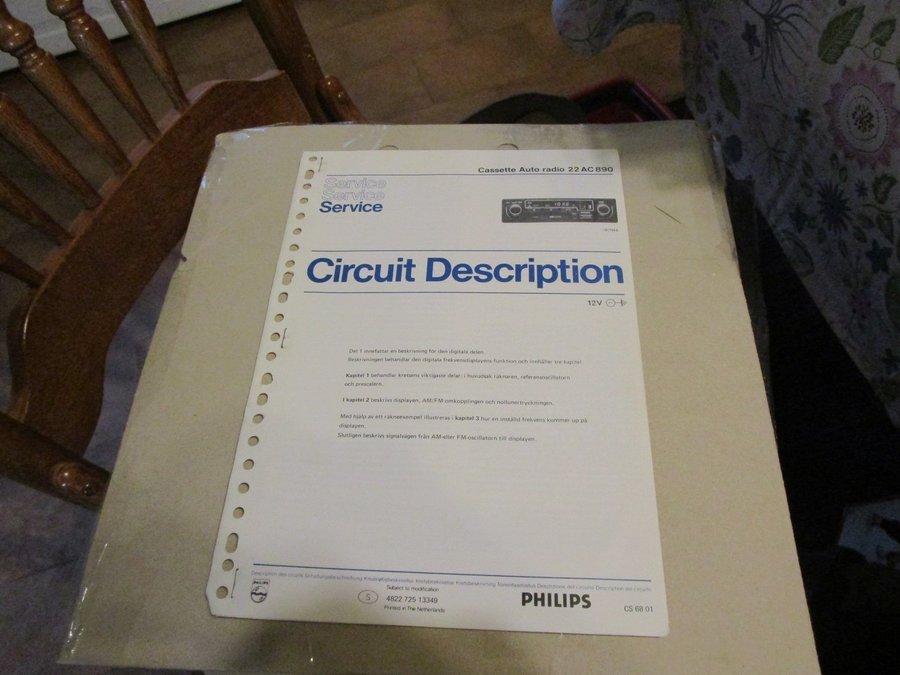 PHILIPS BIL KASSETTBANDSPELARE / RADIO 22AC890 SERVICE MANUAL