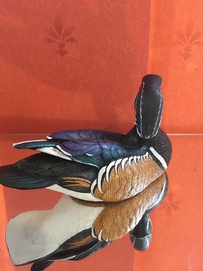 kanadensiska mästaren Carver Roger Desjardins Wood Duck Decoy signerad