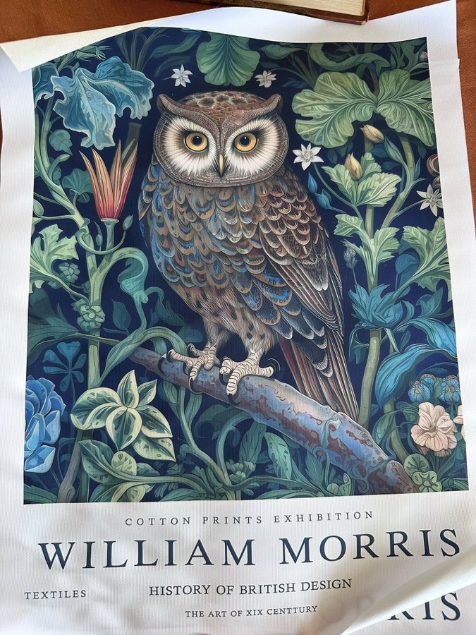 Ljuvlig William morris tavla Uggla canvasduk , poster,vintage stil