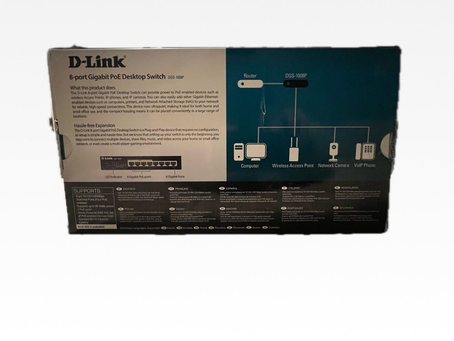 D-link 8-port gigabit PoE desktop switch (DGS-1008P)