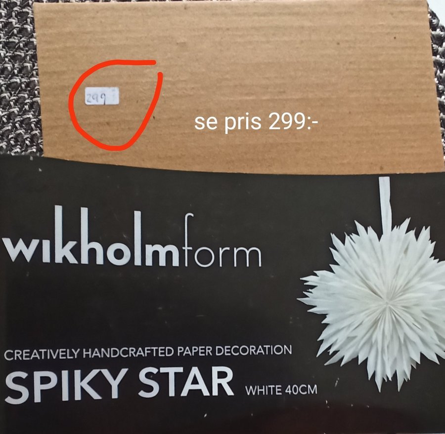 Wikholmform Spiky Star Vit 40cm