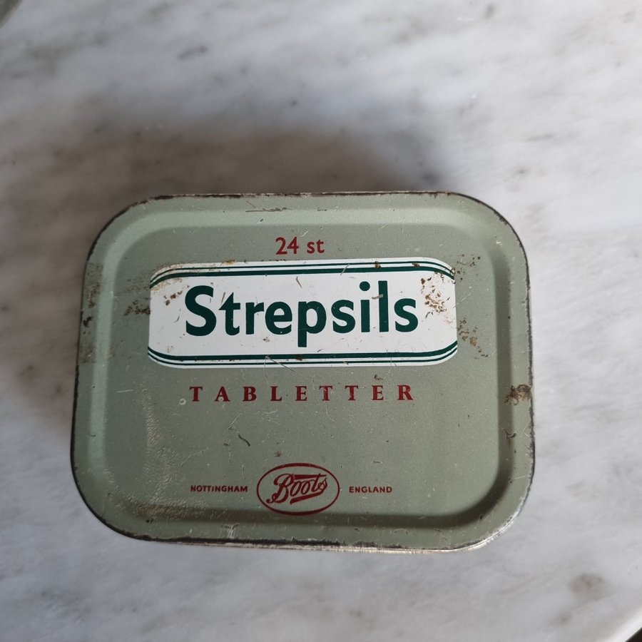 Strepsils Tabletter - Gammal plåtburk