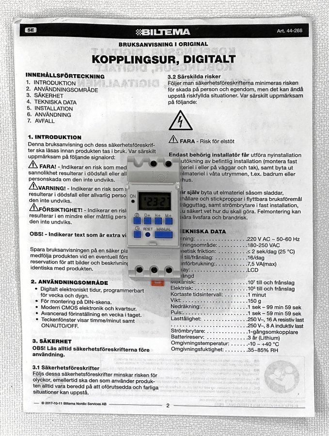 Kopplingsur digitalt med lång reservgångtid