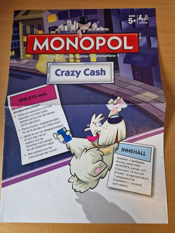 Monopol Crazy Cash Komplett Fungerar