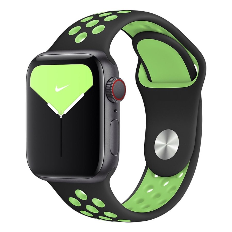 Sportband 44/45/46/49mm (S/M) Apple Watch Armband - SVART / LIMEGRÖN