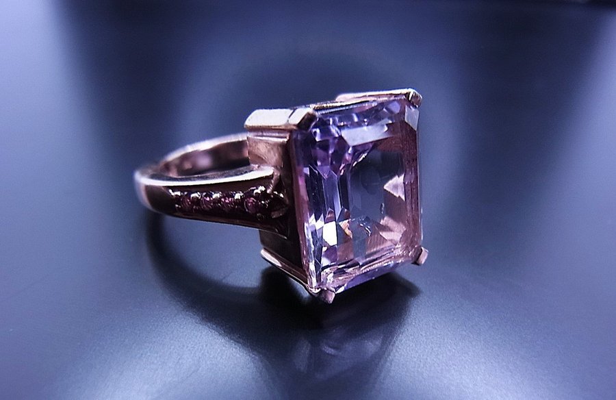 DESIGNER AMETYST RING 5 CT. SILVER 925, FÖRGULLAD / AMETHYST RING SILBER VERGOLD