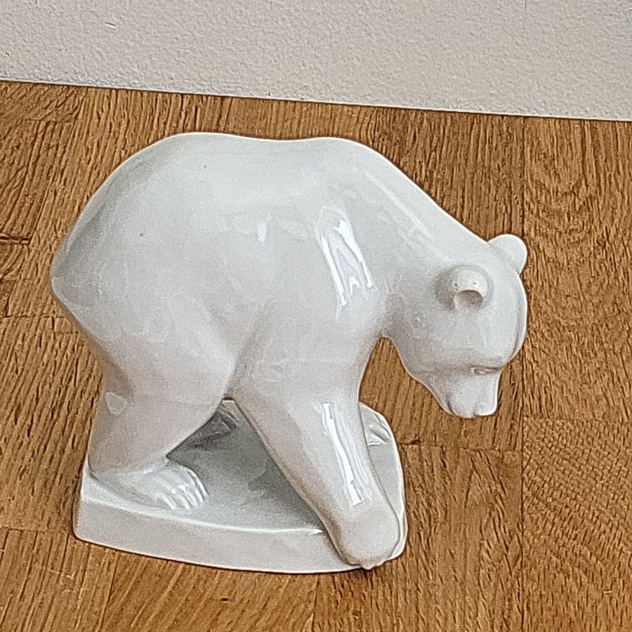 Meissen Isbjörn polar Bear Figurin H.239 Gammal I Bra Skick