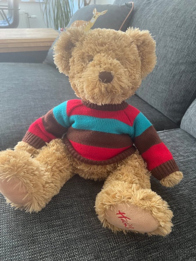 Plush Teddy Bear with Striped Sweater