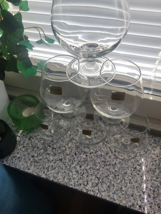 6 ST LUMINARC FRANCE COGNACKUPOR COGNACGLAS WHISKYGLAS PÅ FOT