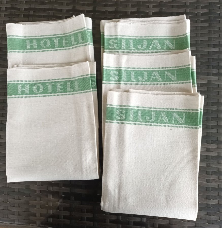 5 st oanvända linnehandukar Hotell Siljan Mora 1967