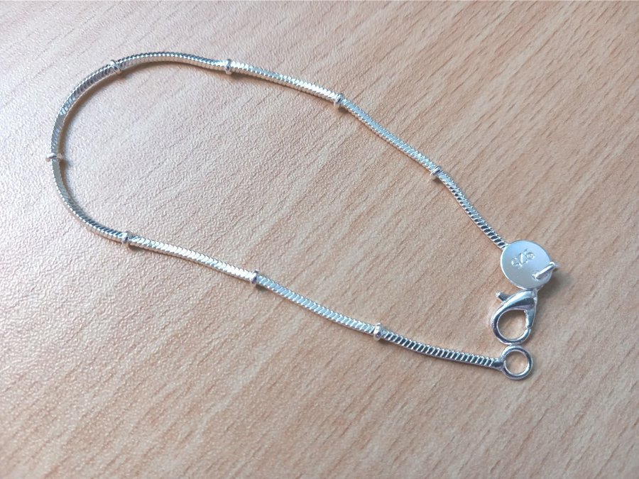 Silverarmband sterling 925, ormkedja med små ringar på, silverpläterat 925 stämp