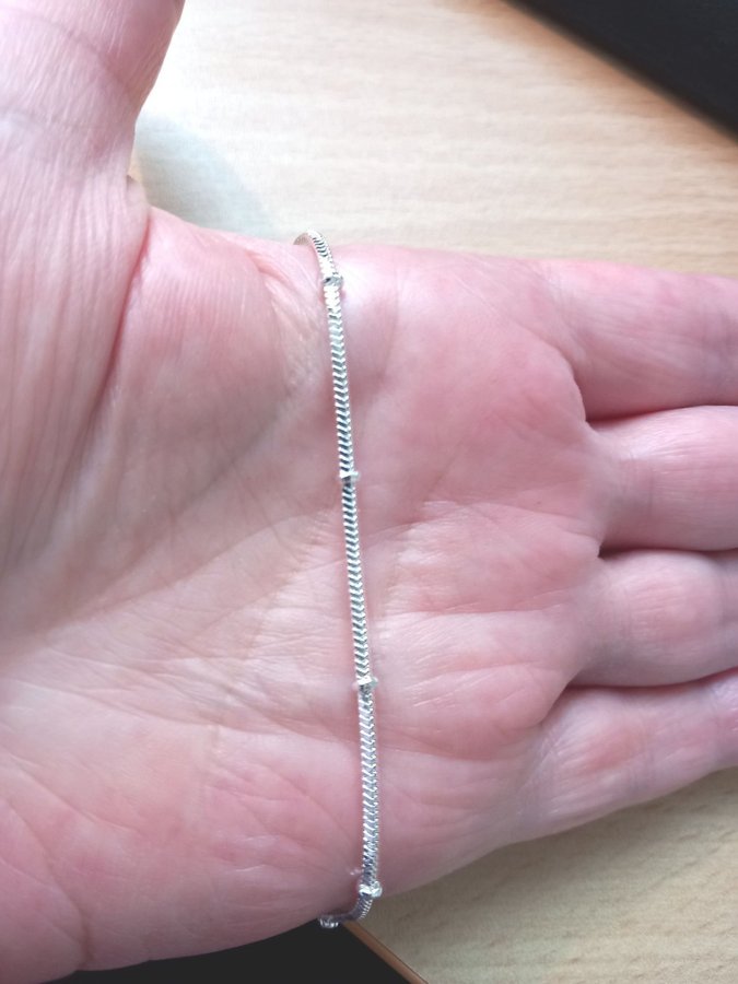 Silverarmband sterling 925, ormkedja med små ringar på, silverpläterat 925 stämp