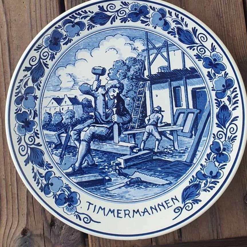 "Timmermannen" Royal Goedewagen Blue Delft Handwork, Holland