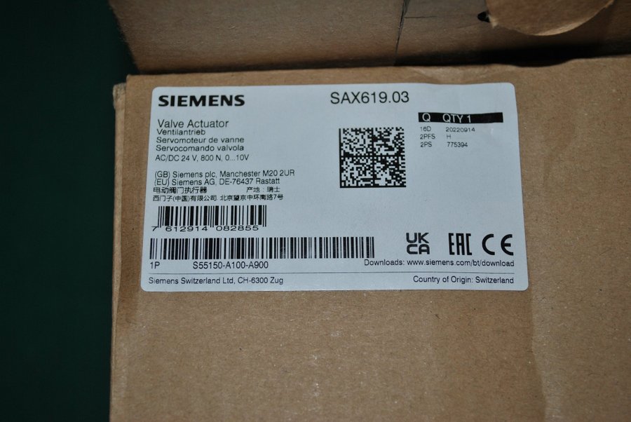 Siemens SAX619.03 VVG41.50 ALG502 Ställdon, ventil och anslutningssats Nytt !