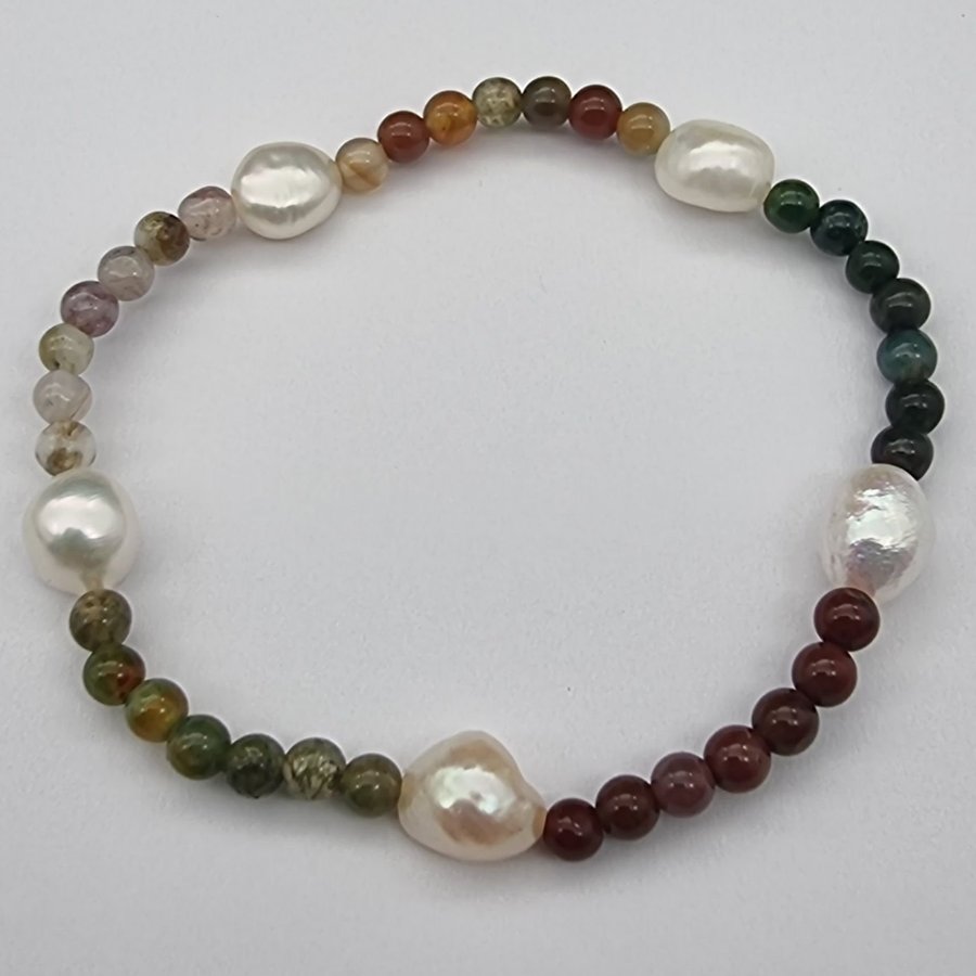 Agate and Freshwater pearls bracelet