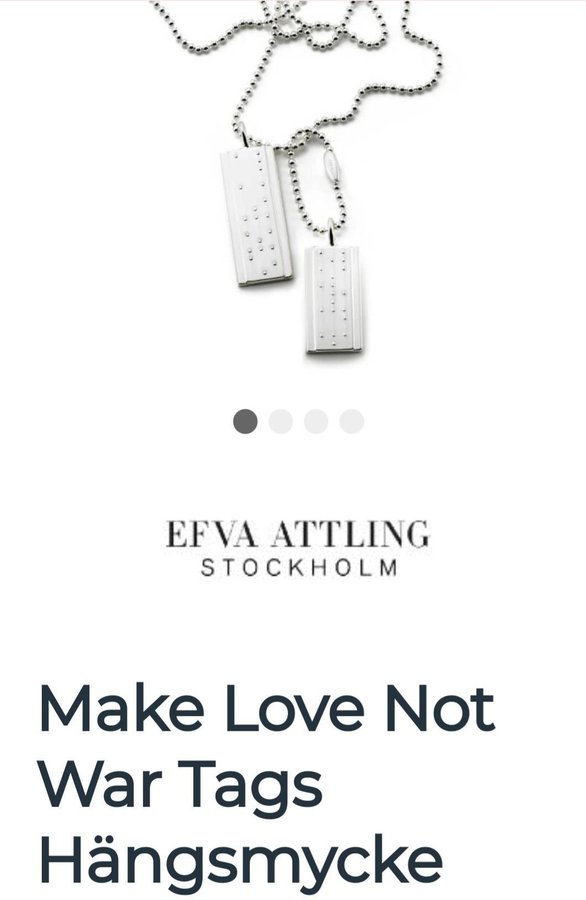 EFVA 3200 kr ! ATTLING "make love not war"/halsband/efva attling/silver