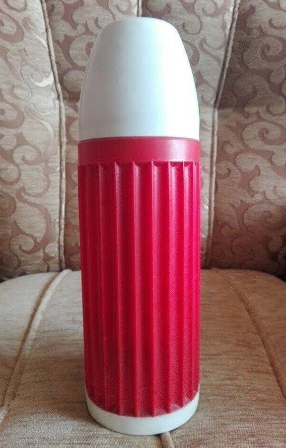 Vintage 0.5 Litre Thermos Flask - Red, White