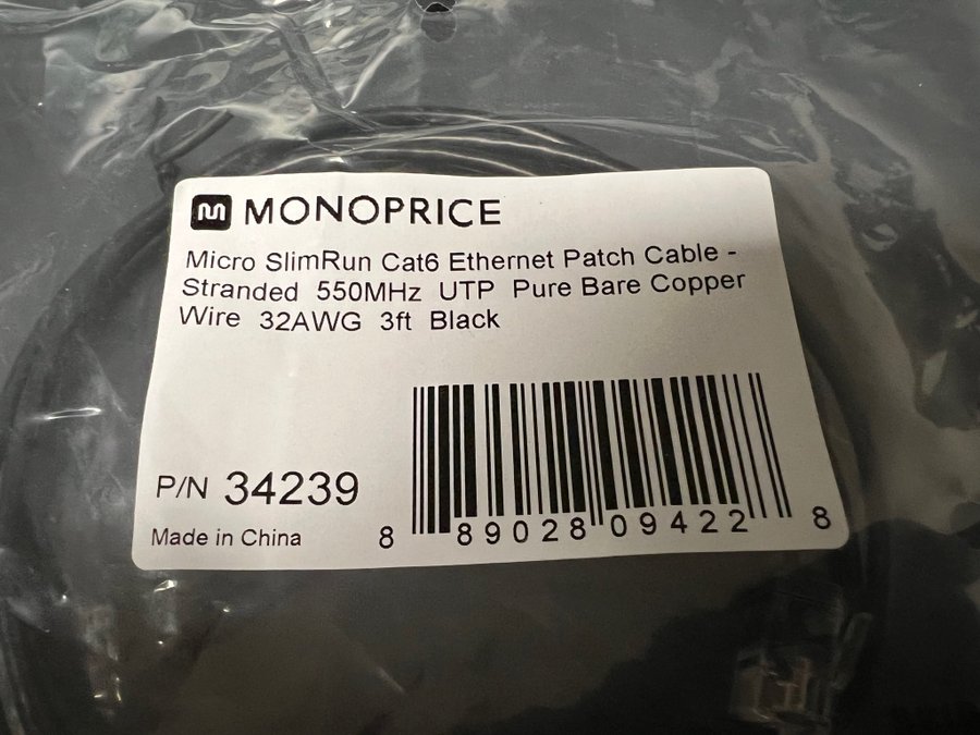 Monoprice Cat6 Ethernet Patch Cable - 3 Feet