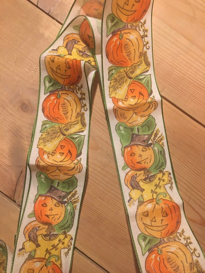 Vintage retro 60tal 70tal band tyg blom pumpa höst fågelskräm halloween lapptäck