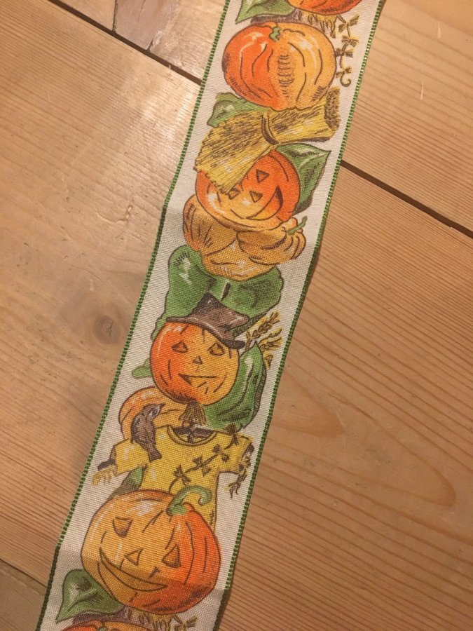 Vintage retro 60tal 70tal band tyg blom pumpa höst fågelskräm halloween lapptäck