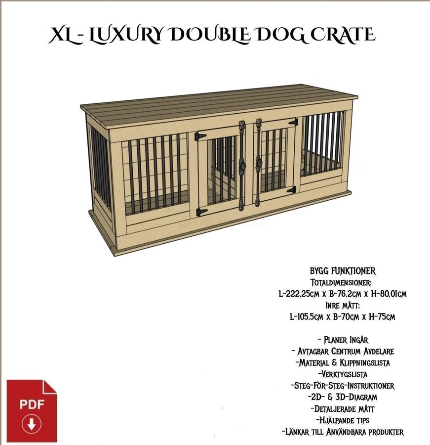 XL LUXURY CRATE - Double Dog | PDF PLANS