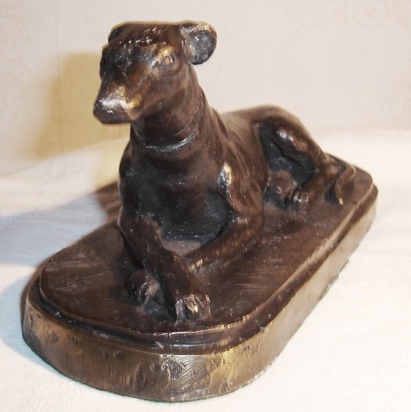 GREYHOUND SKULPTUR BRONS 1900-TAL.