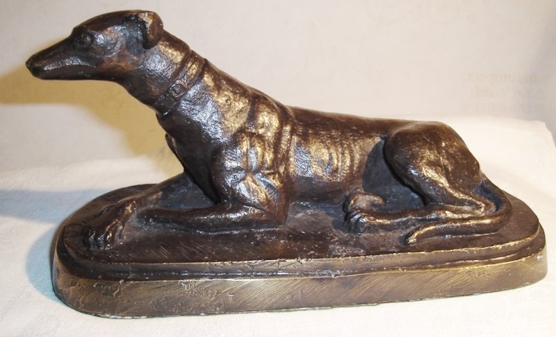 GREYHOUND SKULPTUR BRONS 1900-TAL.